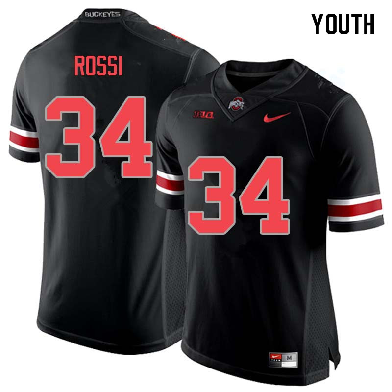 Ohio State Buckeyes Mitch Rossi Youth #34 Blackout Authentic Stitched College Football Jersey